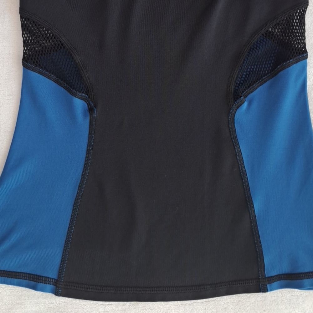 MICHI XS Blue Black Mesh Stretch Sleeveless Racerback Activewear Yoga Tank Top - Picture 14 of 15
